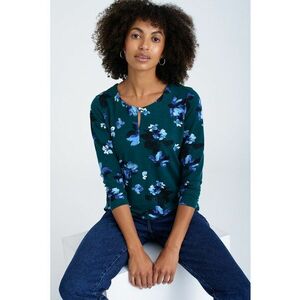 Bluza cu imprimeu si terminatie elastica - Verde inchis/Albastru imagine