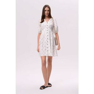 Rochie mini cu decolteu in V - Alb/Maro imagine