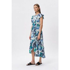 Rochie asimetrica cu model - Alb/Albastru imagine