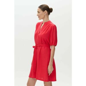 Rochie cu decolteu in V si maneci scurte - Coral imagine