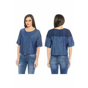 Bluza Dama - Doua Culori - S - Bumbac - Zilnic - Croi Regular - Fara Buzunare - Design Atemporal - Calitate Superioara - Confortabil - Albastru imagine