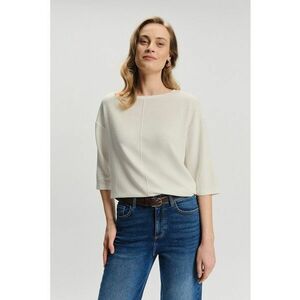 Bluza striata cu maneci medii - Alb fildes imagine