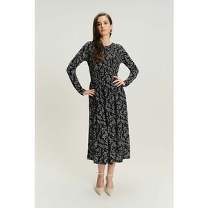 Rochie midi din amestec de modal cu model - Negru/Bej imagine
