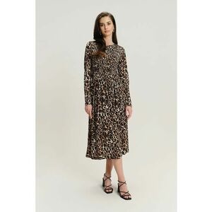 Rochie midi din amestec de modal cu model - Maro/Bej imagine