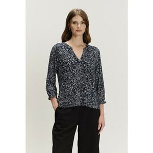 Bluza cu maneci trei sferturi si model - Alb/Albastru ultramarin/Albastru imagine