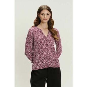 Bluza cu maneci trei sferturi si model - Alb/Visiniu/Roz imagine