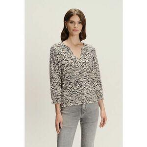 Bluza cu maneci trei sferturi si model - Negru/Bej imagine