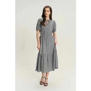 Rochie cu croiala in A si maneci bufante - Alb/Negru imagine