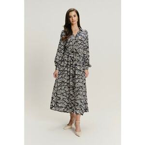 Rochie-camasa din amestec de modal si model - Alb fildes/Albastru inchis imagine