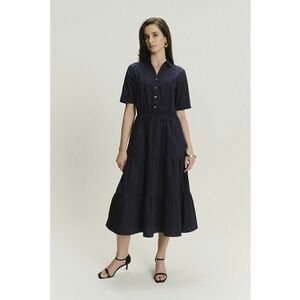 Rochie din amestec de modal si croiala in A - Albastru ultramarin imagine