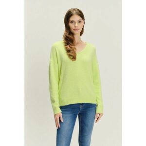 Pulover cu decolteu in V - Verde fistic imagine