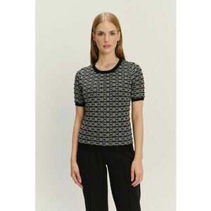 Pulover cu imprimeu grafic - Alb fildes/Negru imagine