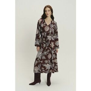 Rochie cu talie ajustabila si model - Visiniu/Albastru lavanda/Bej imagine