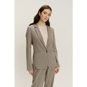 Sacou slim-fit cu model uni - Negru/Bej imagine