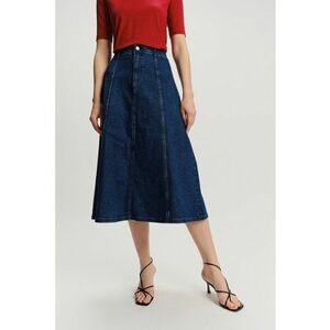 Fusta evazata din denim - Bleumarin imagine