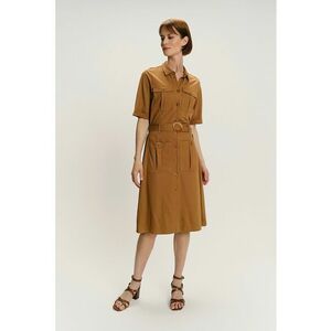 Rochie-camasa midi uni - Caramel imagine