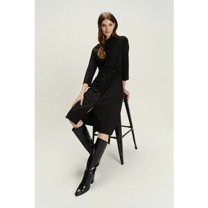 Rochie-camasa midi cu croiala dreapta - Negru imagine