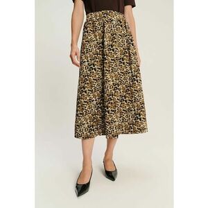 Fusta midi cu animal print - Negru/Maro imagine