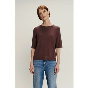 Pulover tricotat fin cu maneci raglan - Maro cognac imagine