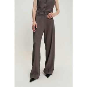 Pantaloni din amestec de modal cu croiala ampla si buzunare - Alb/Gri antracit imagine