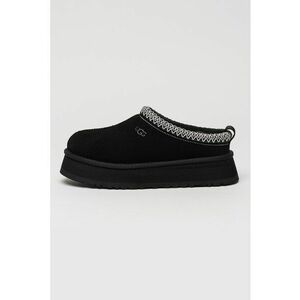 Saboti din piele intoarsa cu model uni Tazz - Negru/Alb optic imagine