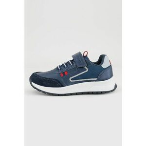 Pantofi sport cu velcro si detalii de piele intoarsa - Rosu inchis/Bleumarin imagine