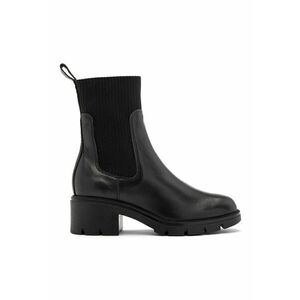 Ghete Chelsea de piele intoarsa cu toc masiv Samanta - Negru stins imagine