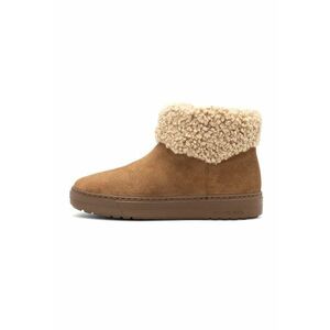 Ghete de piele intoarsa cu garnituri de blana shearling - Caramel imagine