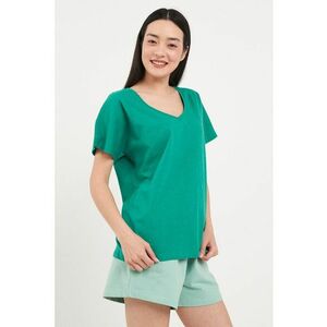 Tricou din bumbac cu logo discret - Verde aquamarin imagine