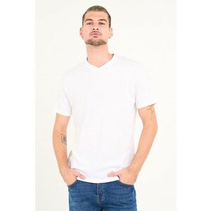 Tricou uni cu decolteu in V - Alb optic imagine