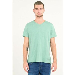 Tricou uni cu decolteu in V - Verde pal imagine