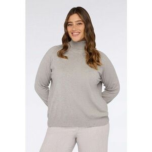Pulover cu guler inalt si insertii de lurex - Gri deschis melange imagine