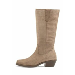 Cizme mid-calf din piele intoarsa - Bej imagine