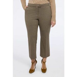 Pantaloni crop cu croiala evazata - Maro deschis imagine