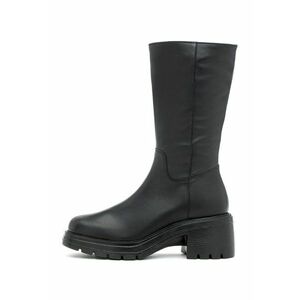 Cizme mid-calf din piele - Negru imagine