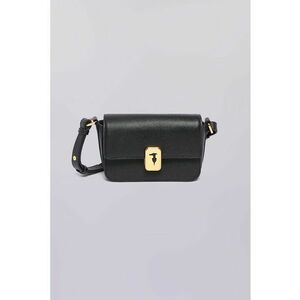 Geanta crossbody de piele cu clapa - Gri antracit imagine