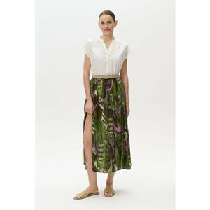 Fusta midi cu slit frontal - Crem imagine