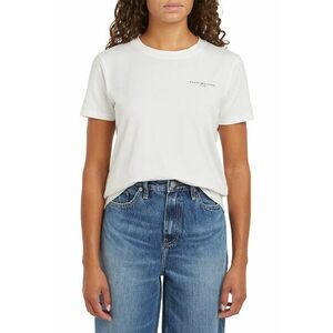 Tricou din amestec de bumbac organic cu decolteu la baza gatului - Alb fildes/Negru imagine
