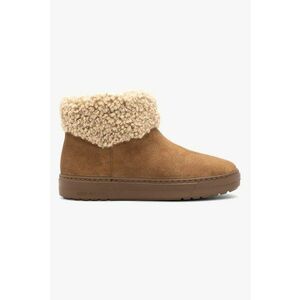 Ghete de piele intoarsa cu garnituri de blana shearling - Maro deschis imagine