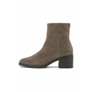 Botine de piele intoarsa cu varf patrat Dominika - Grej imagine