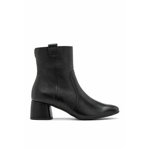 Botine de piele intoarsa cu toc masiv - Negru imagine