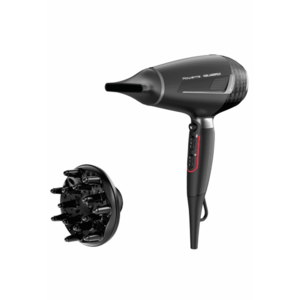 Uscator de par x Karl Lagerfeld Pro Stylist - 2200W - Tehnologia Rowenta Air-to-Care - invelis Keratin&Glow - 3 accesorii - jet de aer rece - cablu 1.8m - negru&gri imagine