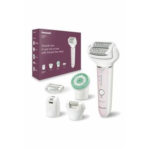 Epilator - Wet & Dry - Cordless - 2discuri & 60 pensete - Senzor presiune - Discuri duble - Cap flexibil si pivotant la 90° - 3 viteze - Alb/Roz imagine
