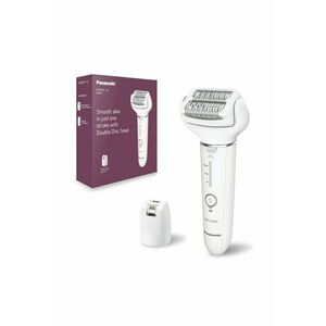 Epilator - Wet & Dry - Cordless - 2discuri & 60 pensete - Senzor presiune - Discuri duble - Cap flexibil si pivotant la 90° - 3 viteze - Alb/Crem imagine
