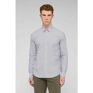 Camasa regular fit uni de bumbac - Gri cenusiu imagine