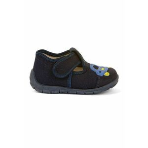 Pantofi cu inchidere velcro - garnituri din lana si brant detasabil - Bleumarin imagine