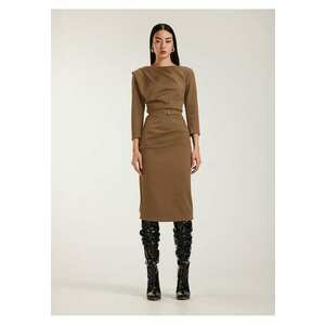 Rochie conica midi cu drapaje pe bust Ibis imagine