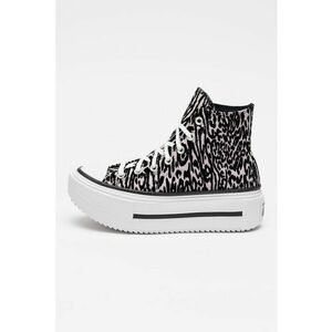 Tenisi mid-cut cu talpa flatform Lift Double Stack - Alb/Negru/Lila imagine