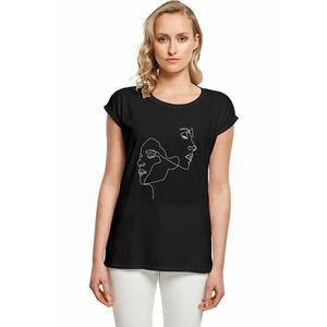Tricou cu maneci rulate si imprimeu grafic - Negru imagine