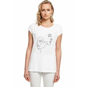 Tricou cu maneci rulate si imprimeu grafic - Alb imagine